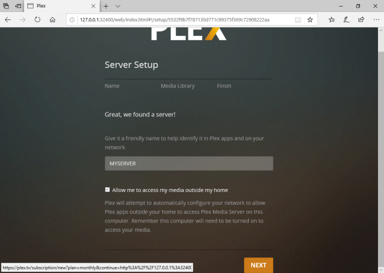 configure plex media server