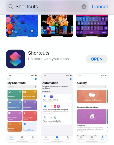 iOS App Store - Shortcuts